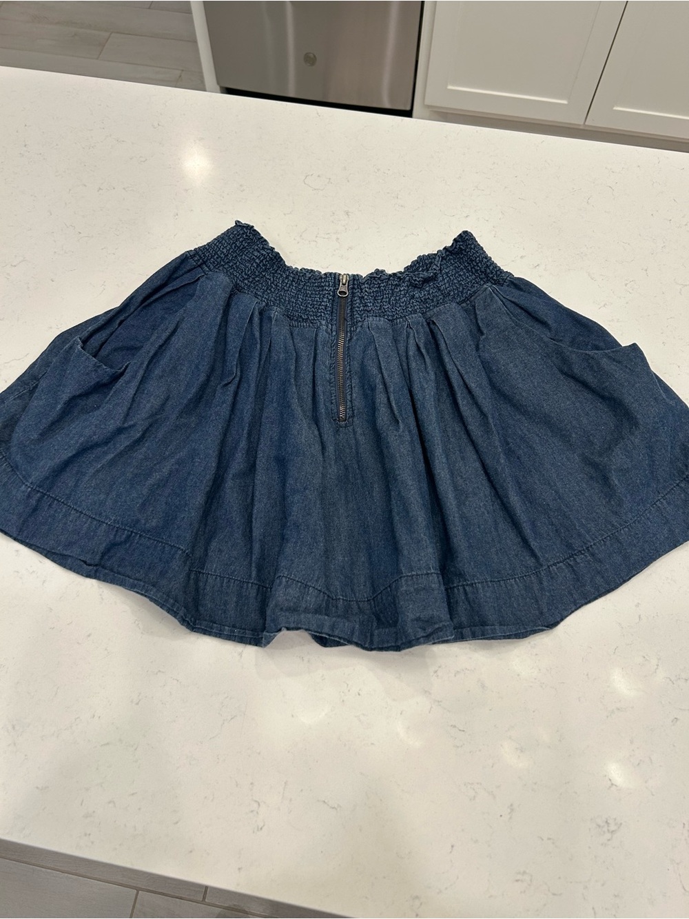 Highway Jeans Indigo Smocked-Waist Mini Skirt with pockets